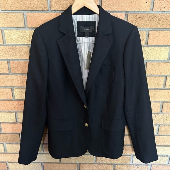 J. Crew Rhodes Navy Double Breasted Gold Button Wool Blazer C9131 Size 10 NWT - Picture 1 of 8